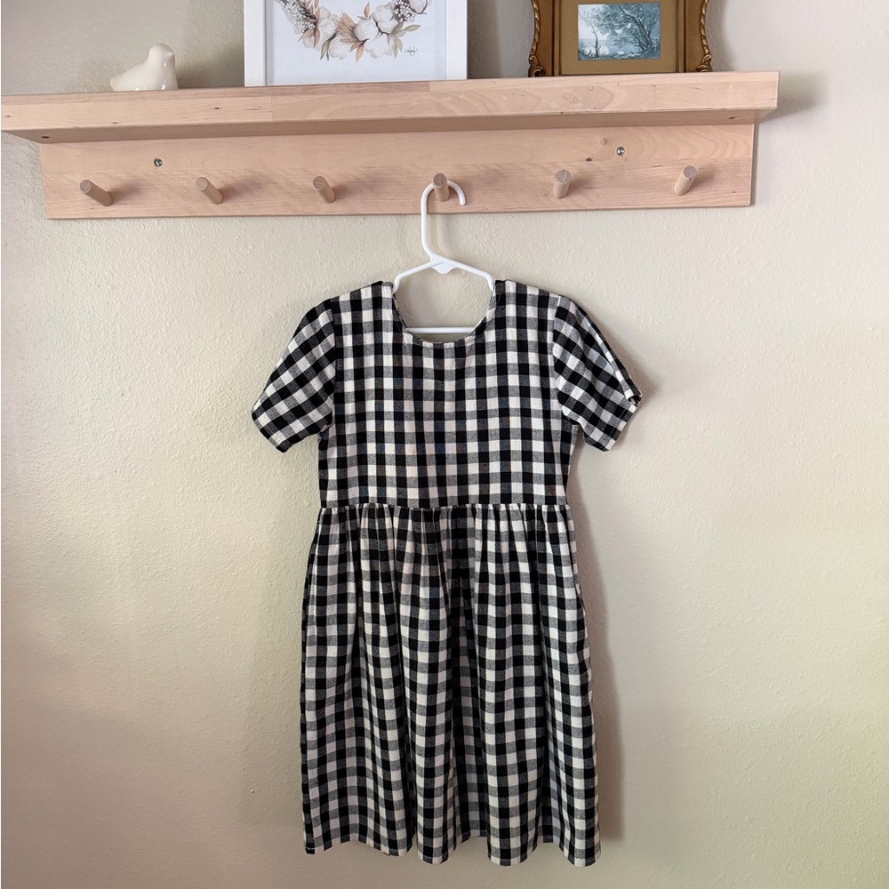 Little Cottonwood Kids Linen Black and White Checkered  Dress
